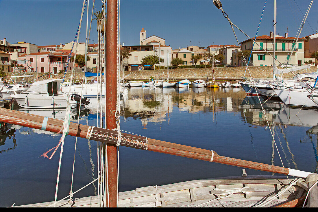 The harbor at Stintino, northwestern tip of Sardinia.; Stintino, Sardinia, Italy.
