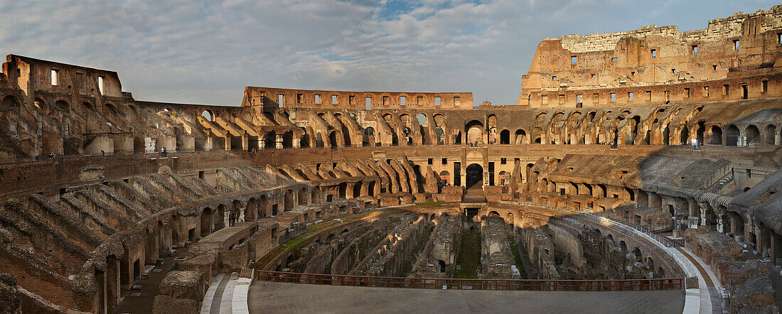 Inside the Colosseum, Rome, Italy.; The Colosseum, in central Rome, Italy.