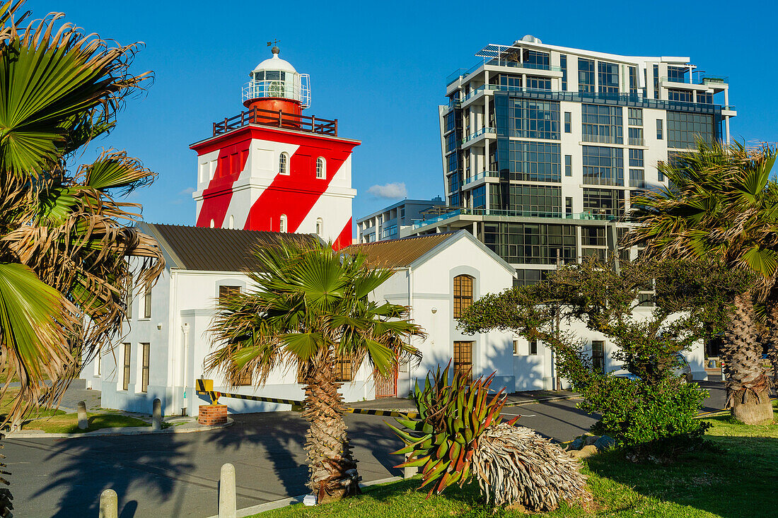 Sea Point Promenade and the Green Point Lighthouse in Cape Town; Sea Point, Cape Town, South Africa