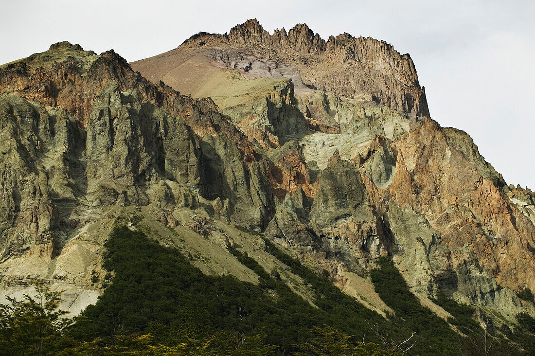 A mountain slope in the Cerro Castillo mountains of Patagonia, Chile.; The Cerro Castillo mountains, Patagonia, Chile.