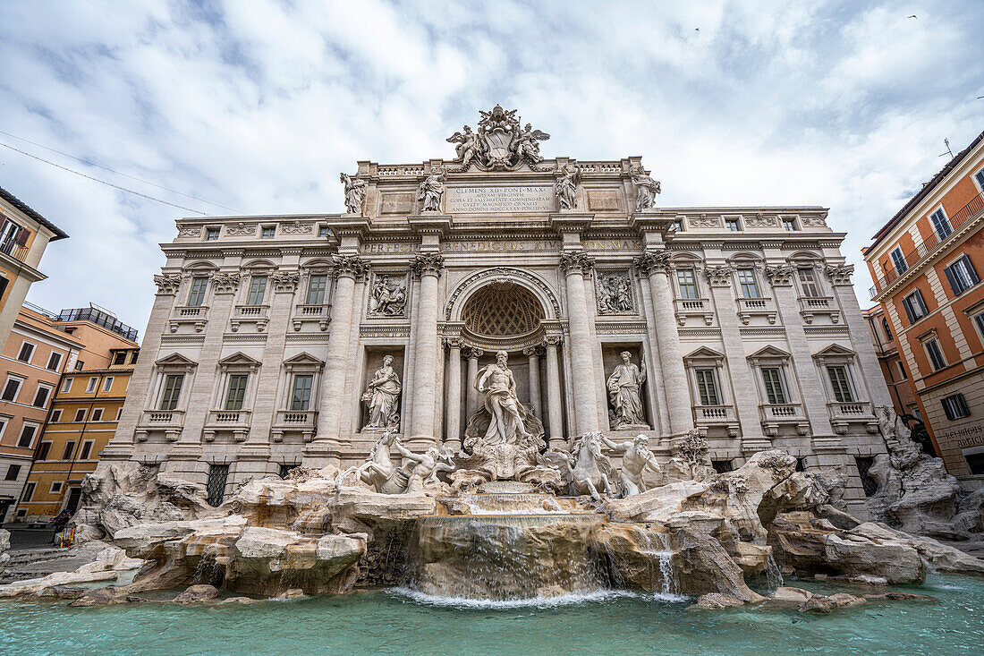 The iconic Trevi Fountain (Fontana Di Trevi) and the Palazzo Poli; Rome, Lazio, Italy