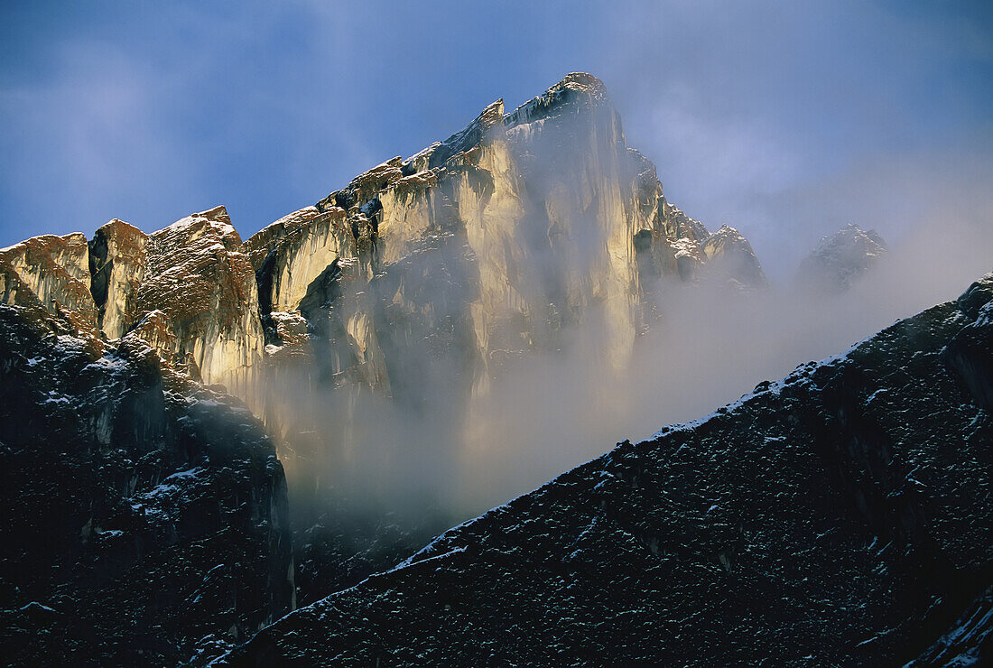 Mountain and clouds on Annapurna Trail, Nepal.; ANNAPURNA TRAIL, NEPAL.