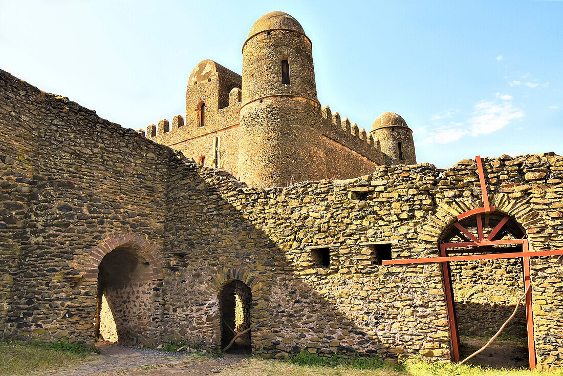 Itegie Mintwab's Castle, at the Fasil Ghebbi Fortress enclosure in Northern Ethiopia located in Gondar, Amhara Region; Ethiopia