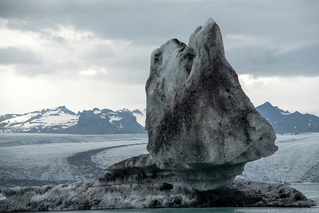 Strangely shaped ice formation on the Vatnajokull Glacier. Vatnajokull is the largest glacier in Iceland; Djupivogur, South Coast, Iceland