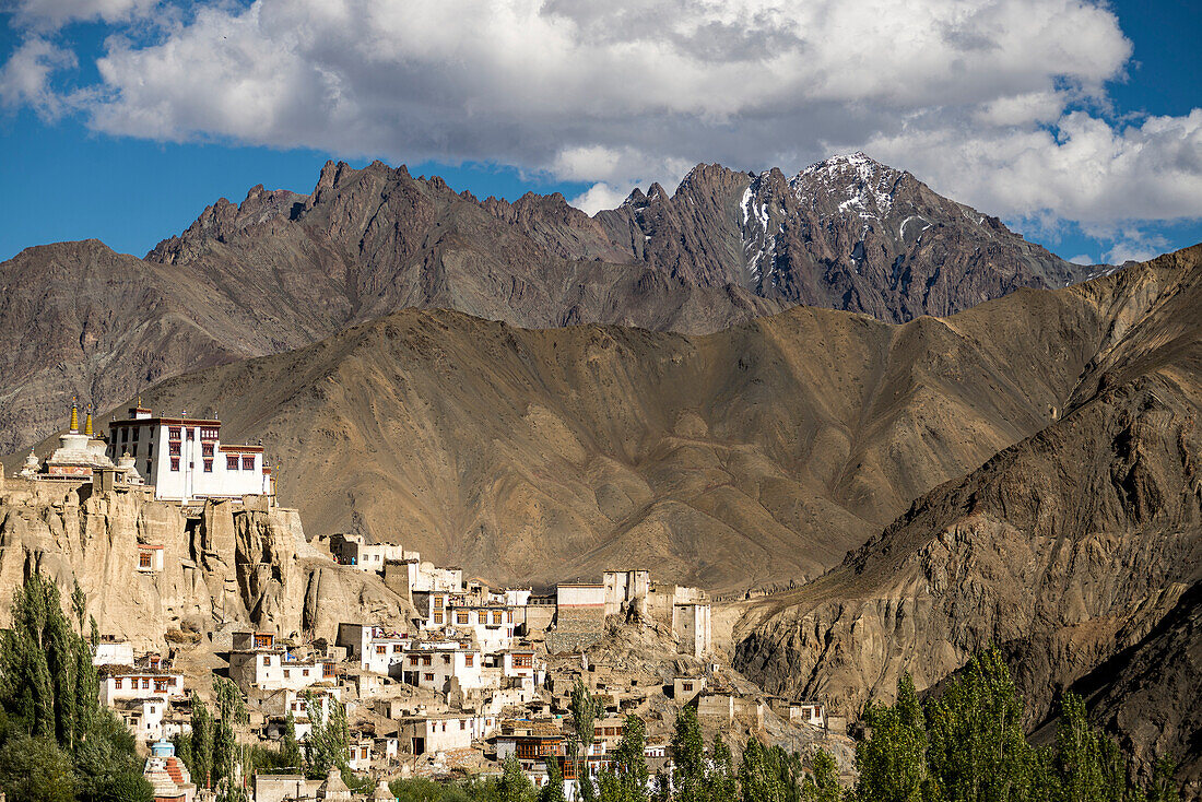Thikse Monastery in a mountainous region in India; Ladakh, Jammu and Kashmir, India