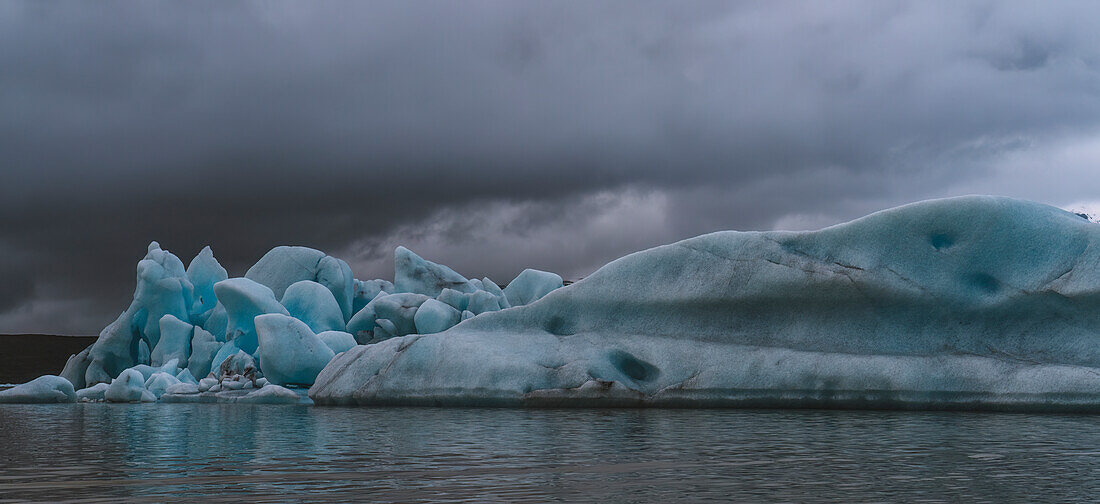 Icebergs floating in the glacial lagoons of southern Iceland; Iceland