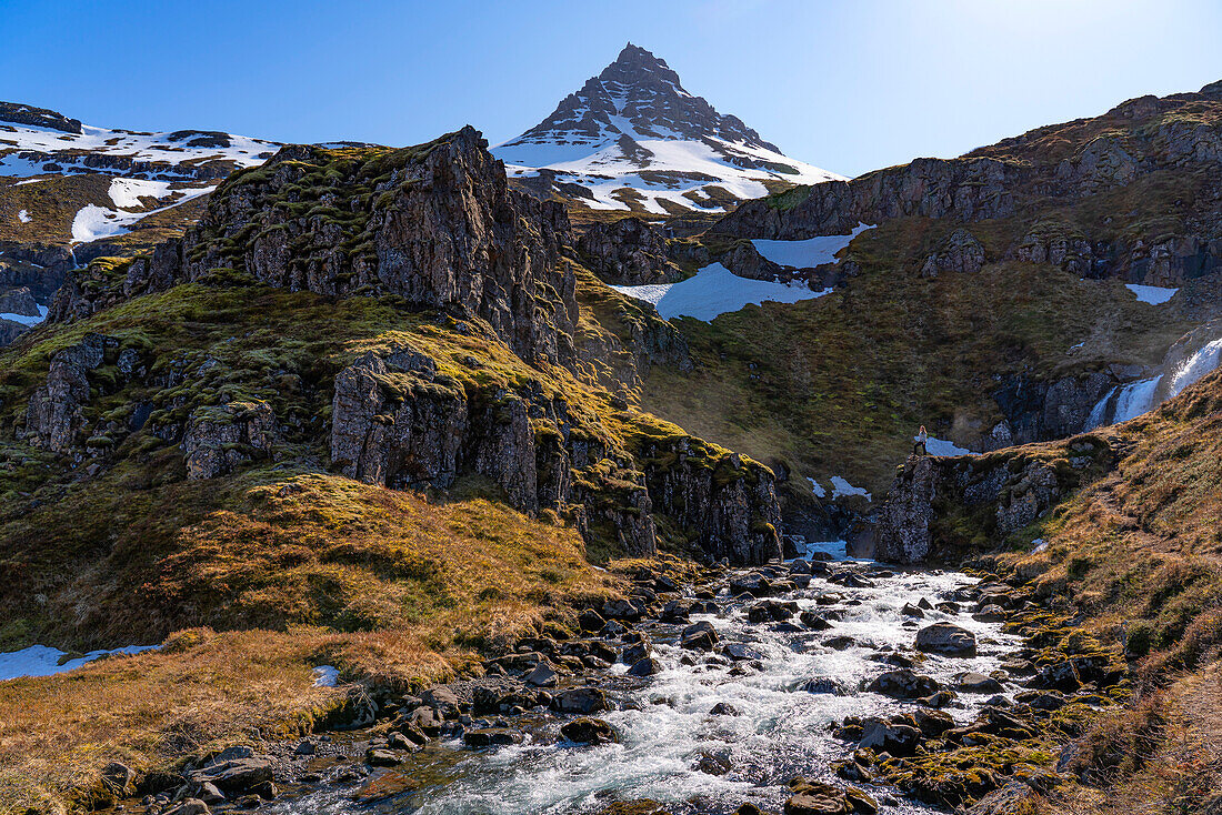 Rivers and mountains of Mjoifjodur on the eastern side of Iceland; East Fjords, Iceland