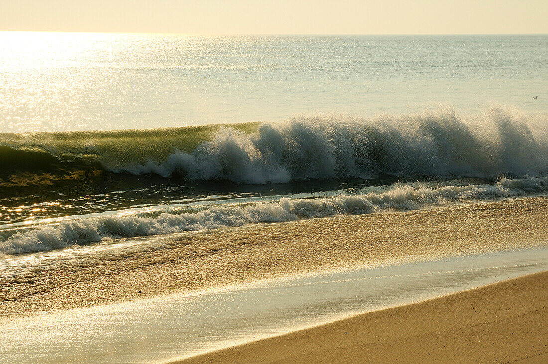 Waves crashing on a Cape Cod beach.; Cape Cod National Seashore, Massachusetts.