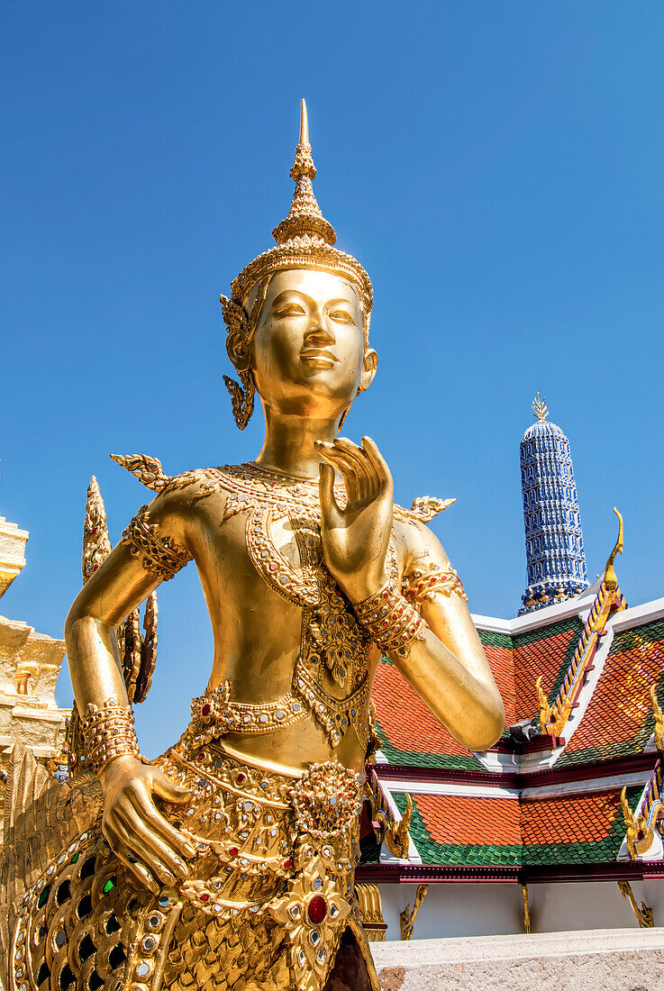 Buddhist statue at the Wat Phra Kaew in the Grand Palace of Bangkok, Thailand; Bangkok, Thailand