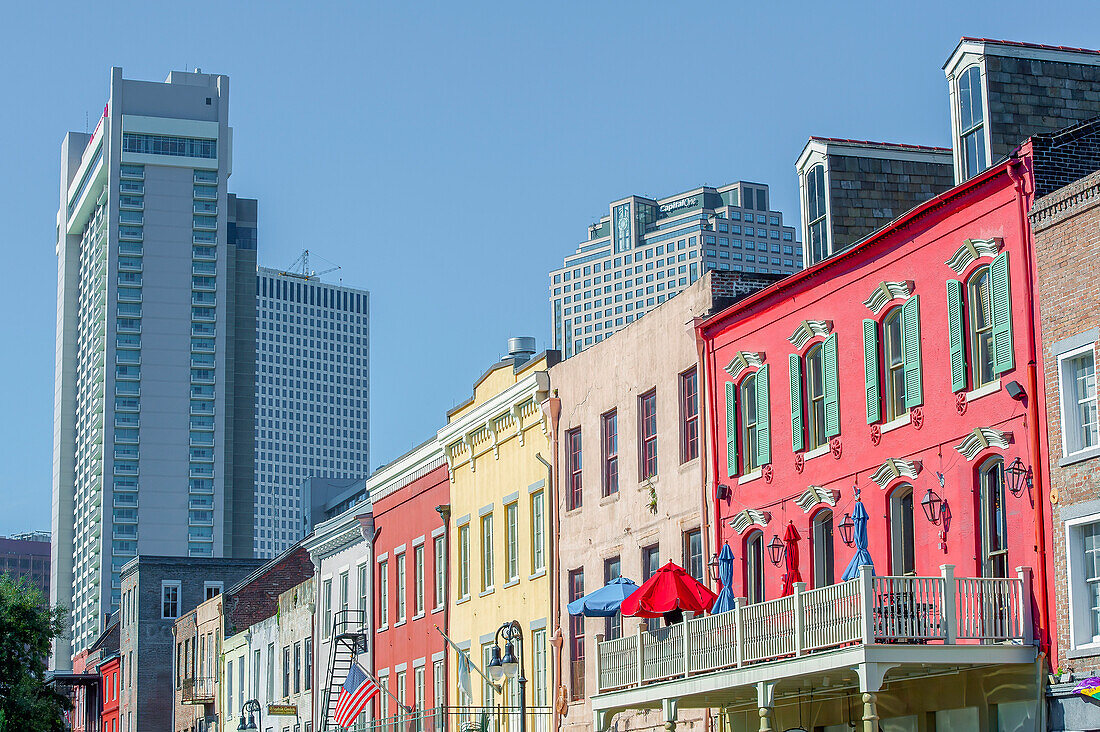 Colourful buildings in New Orleans, Louisiana, USA; New Orleans, Louisiana, United States of America