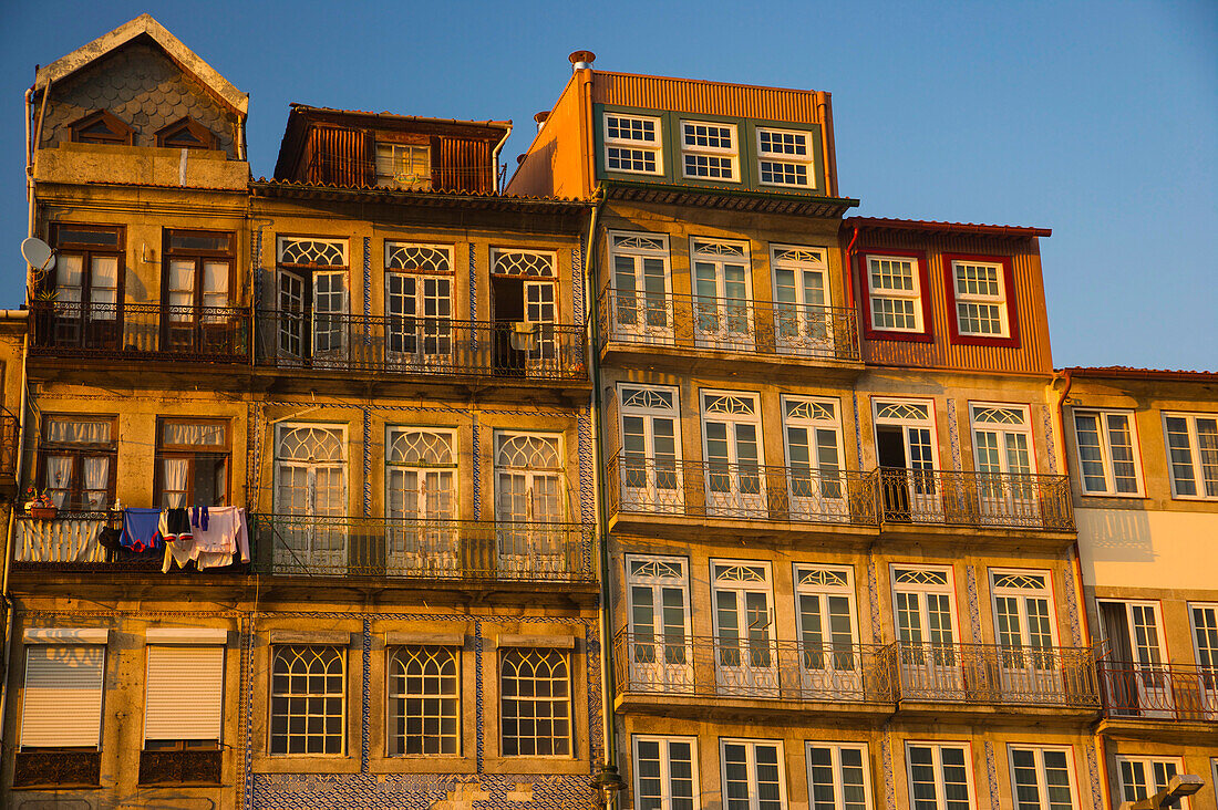 Facades of buildings reveal Porto's faded grandeur; Oporto, Portugal