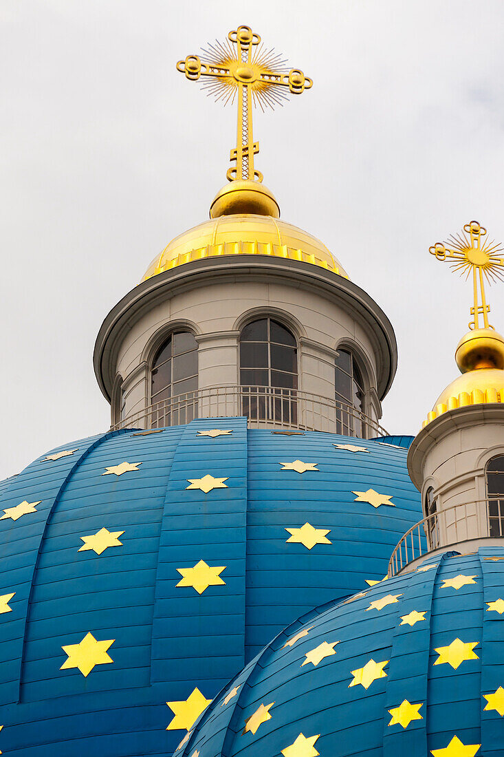 Dome Roof With Crosses Of Trinity Cathedral; St. Petersburg Russia