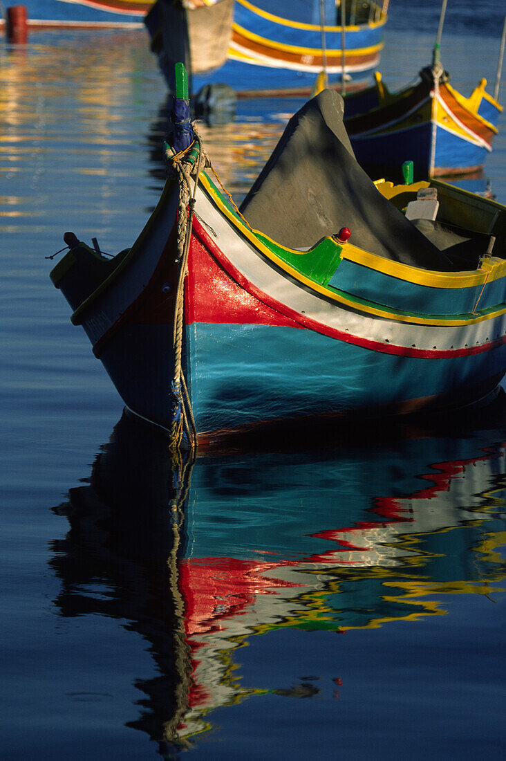 Colourful boats in Marsaxlokk harbor, Malta; Marsaxlokk, Malta Island, Malta