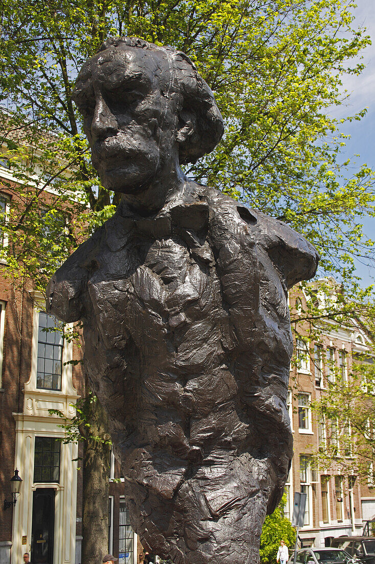 Bust Of Dutch Writer Multatuli On The Torensluis Bridge; Amsterdam Netherlands
