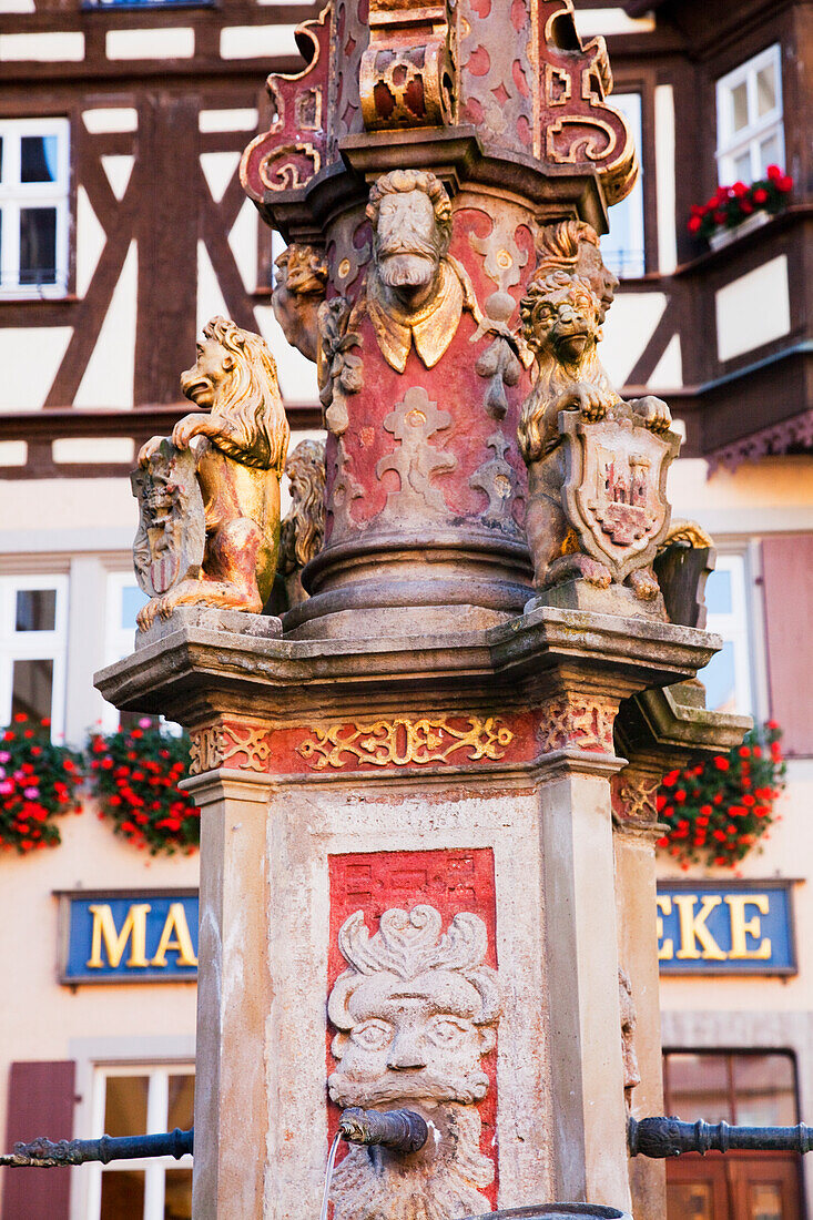 Market Fountain; Rothenburg Ob Der Tauber Bavaria Germany