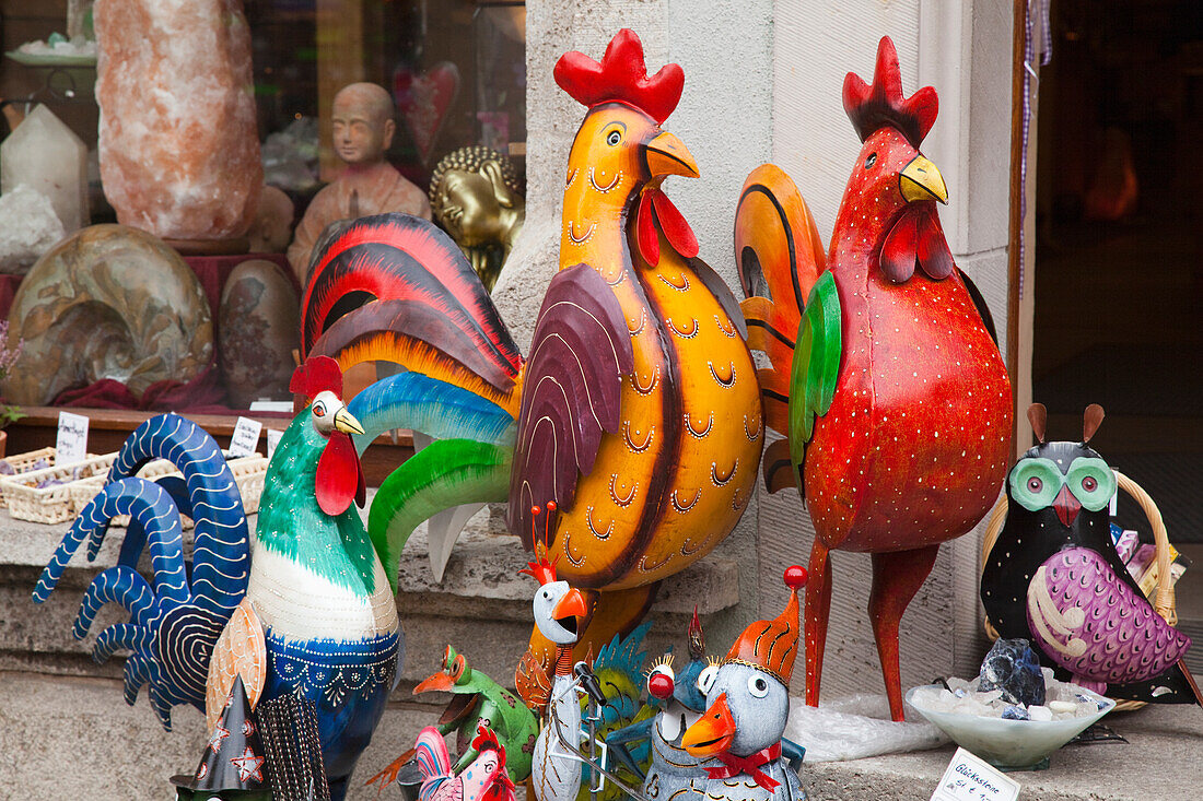 Hand Painted Birds And Other Animals On Display; Rothenburg Ob Der Tauber Bavaria Germany