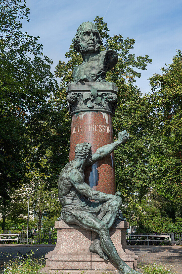 Statue von John Ericsson im königlichen Garten; Stockholm Schweden