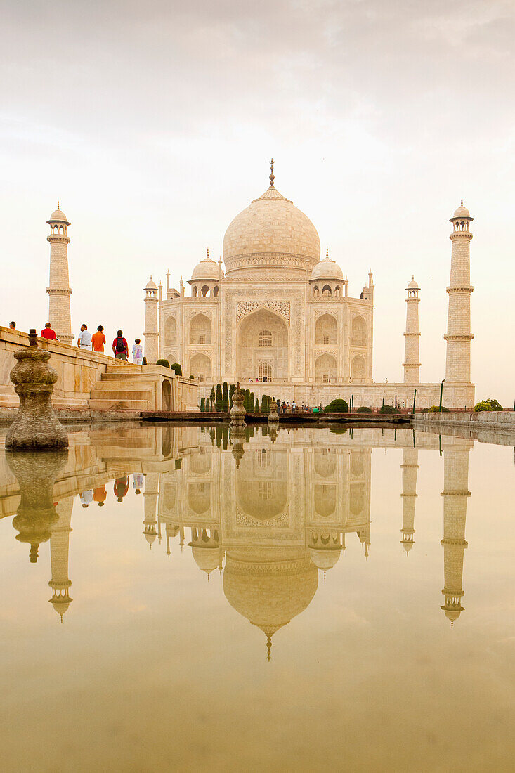 Tourists Visit The Taj Mahal; Agra Uttar Pradesh India