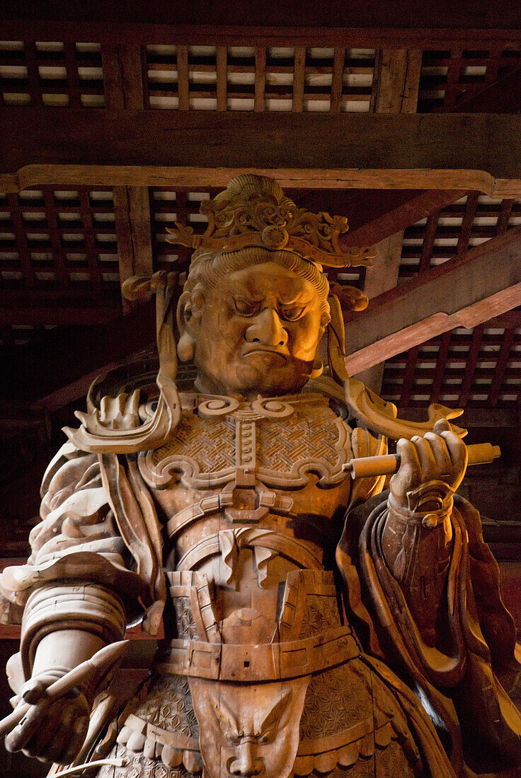 Statue Of Japanese Warrior In A Temple; Nara, Japan