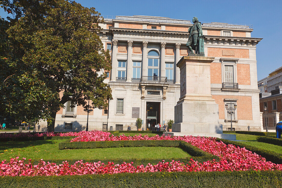 Statue Of Spanish Artist Murillo Outside El Prado Museum; Madrid Spain