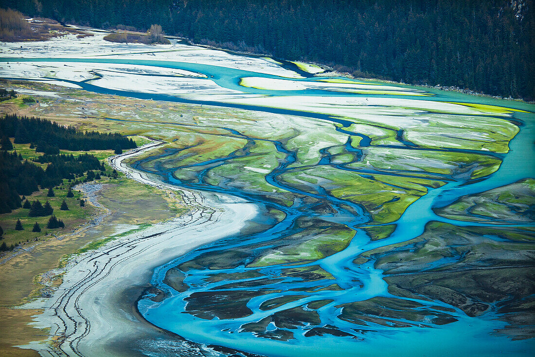 Southeast Alaska Glacial River Delta; Haines Alaska United States Of America