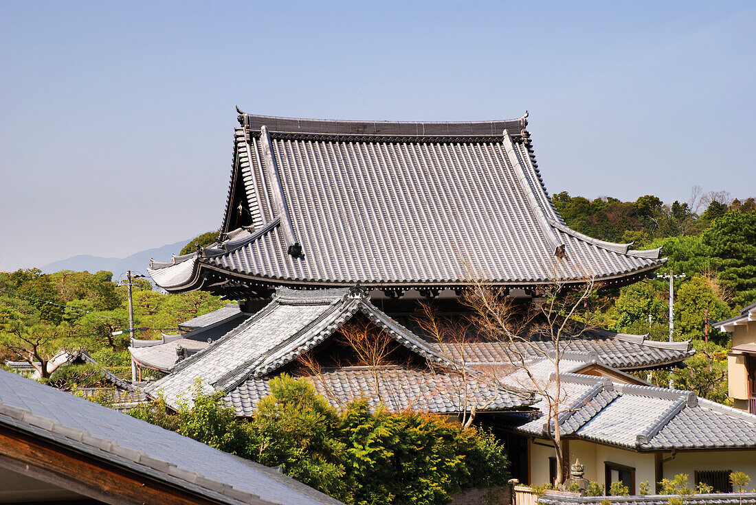 Japanese Temple Rooftop; Kyoto, Japan
