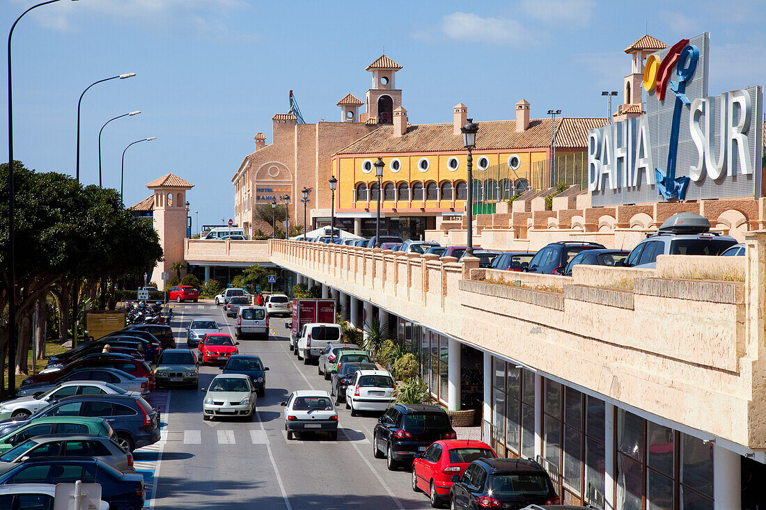 Traffic And Parked Cars On A Busy Road; Bahia Sur, San Fernando, Andalusia, Spain