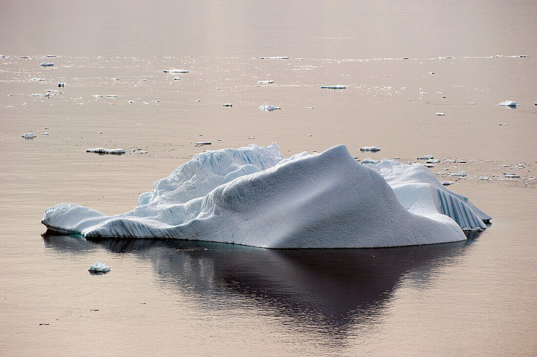 Iceberg And It's Reflection In The Water; Antarctica
