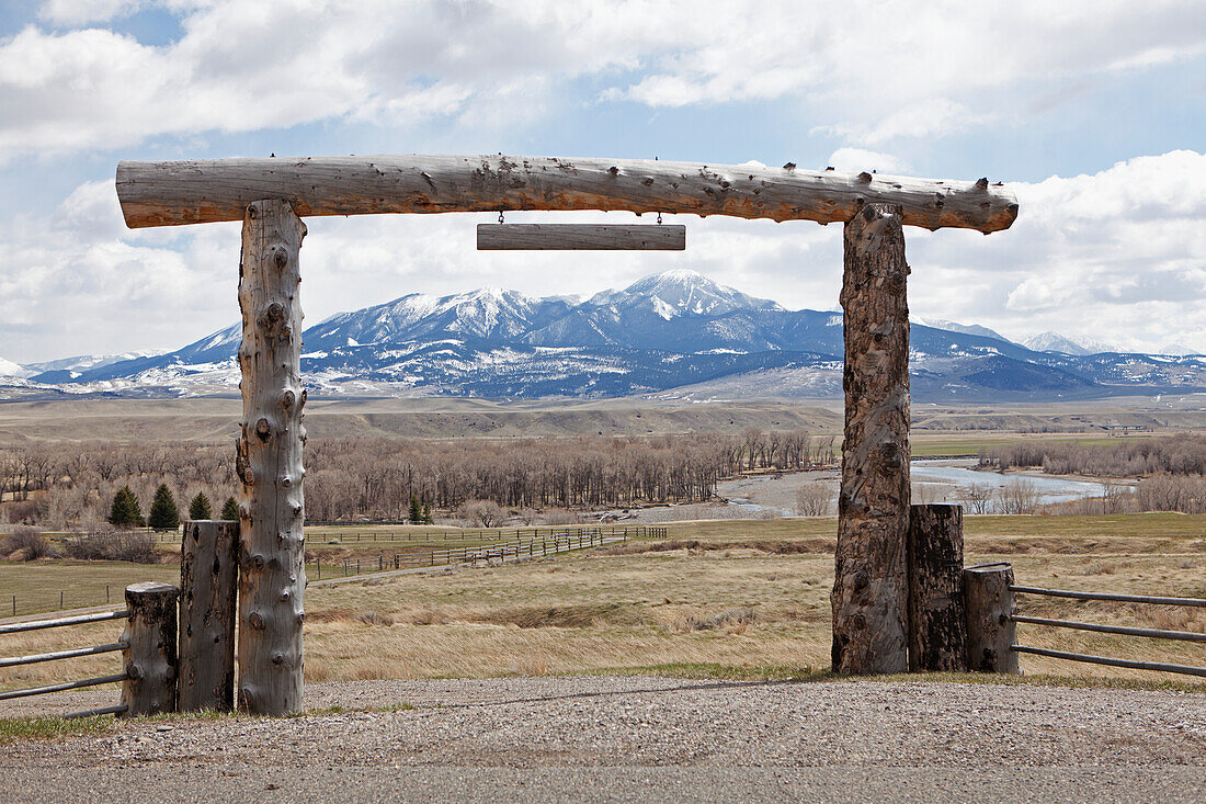 Farm Entrance Gate Near Bozeman; Montana United States Of America