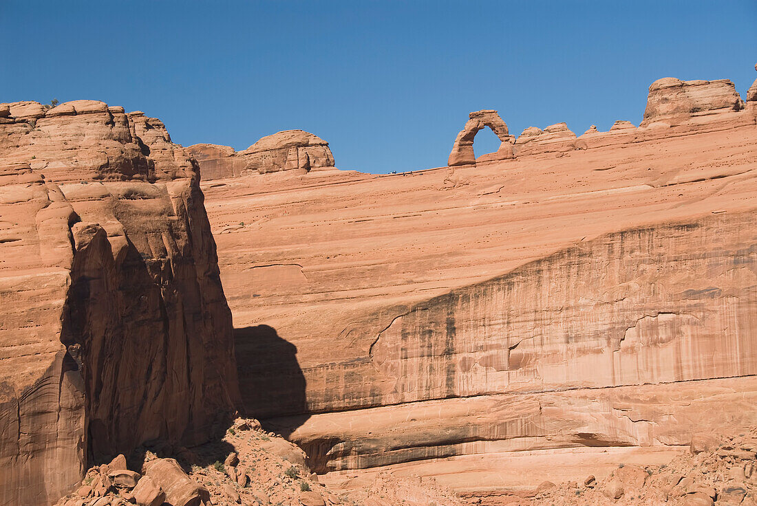 Utah, Arches National Park, Rock formation and Delicate Arch.
