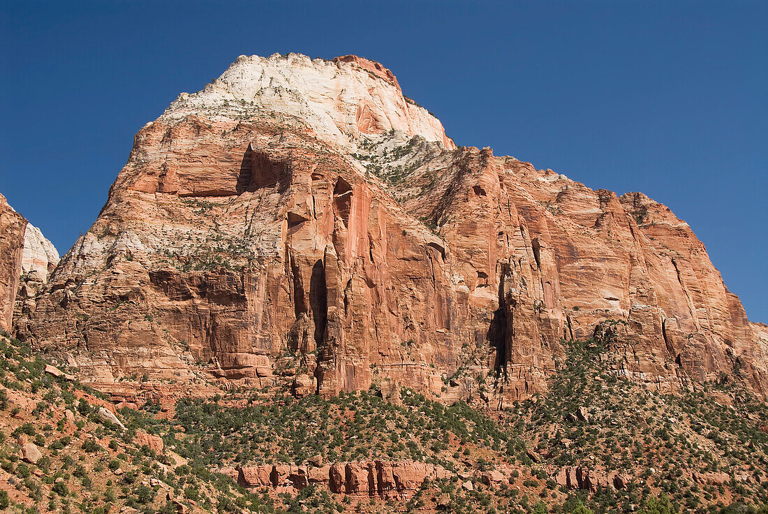 Utah, Zion National Park, View of mountains from the Zion Mount Camel Highway.