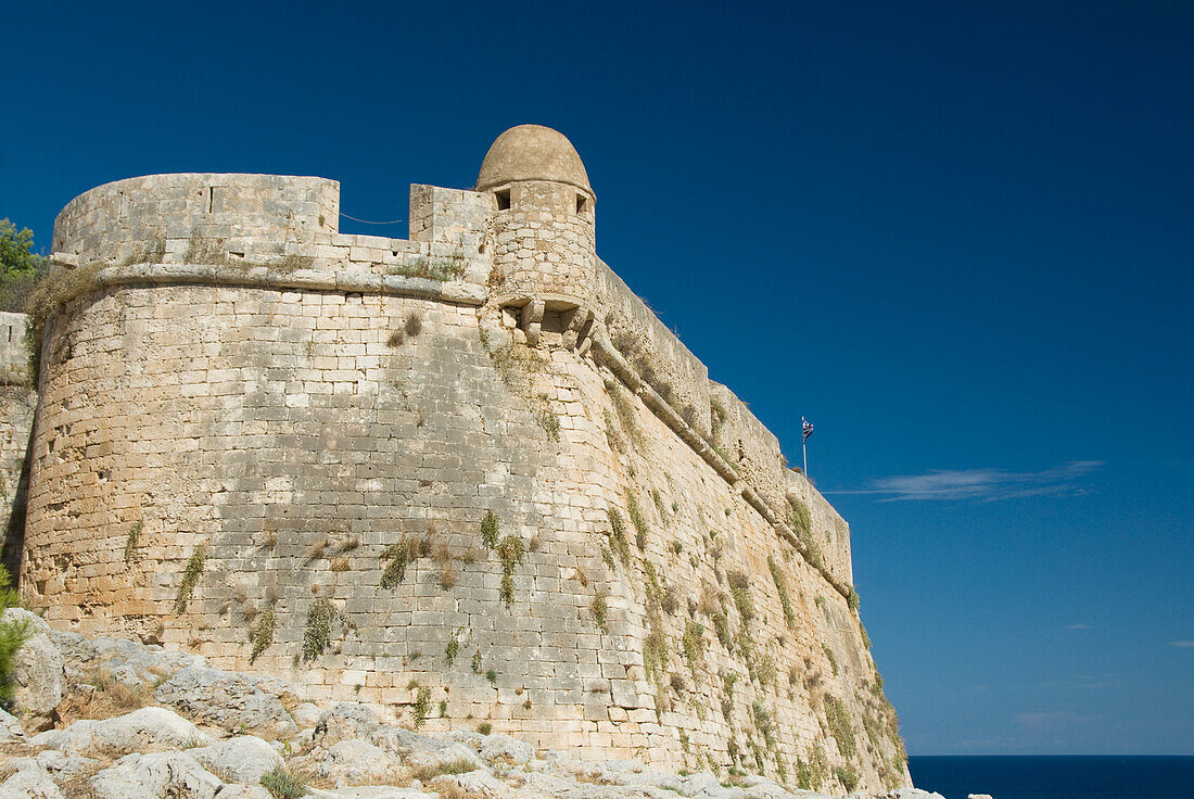 Greece, Crete, Rethymno, A 16th Century Venetian Fortress Ramparts.