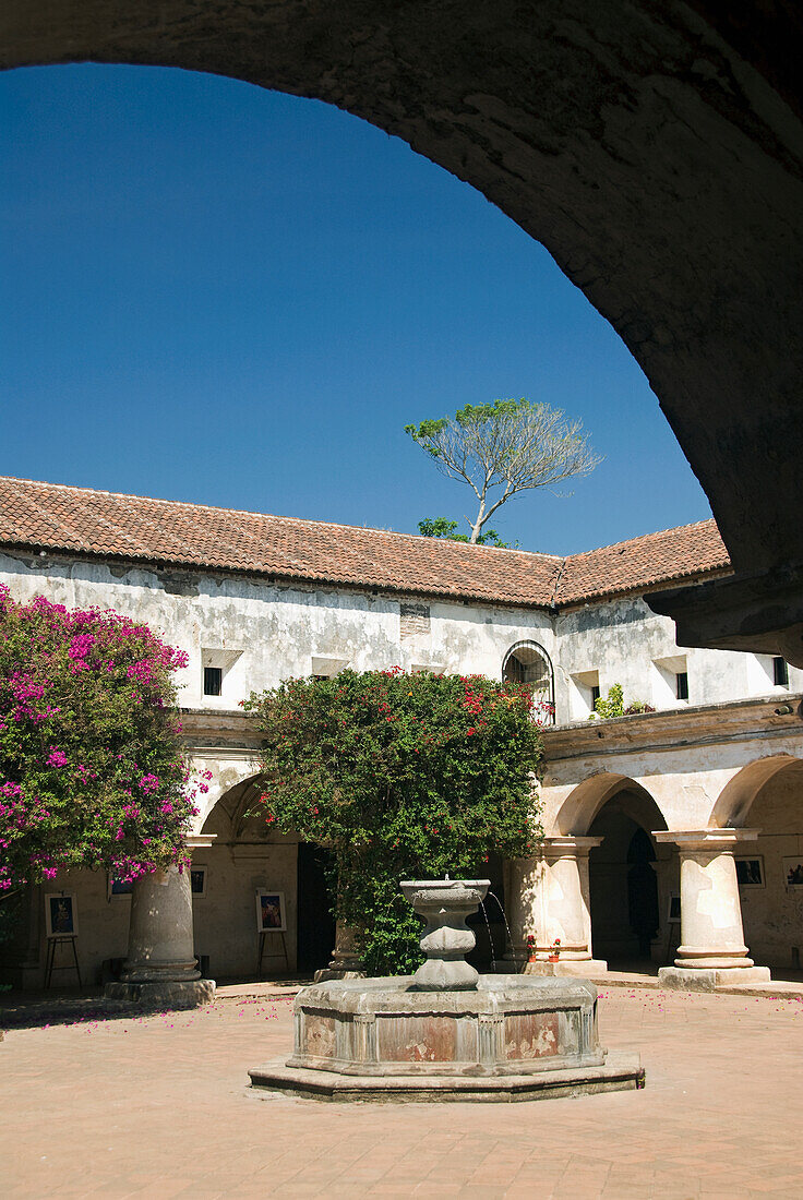 Guatemala, Antigua, the ruined convent of Las Capuchinas, the courtyard