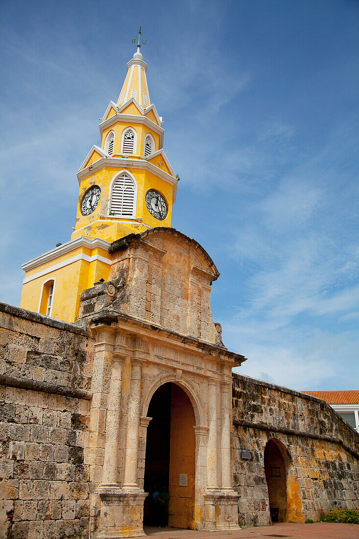 Uhrenturm (Torre Del Reloj) Außerhalb der Plaza De Los Coches; Cartagena Kolumbien