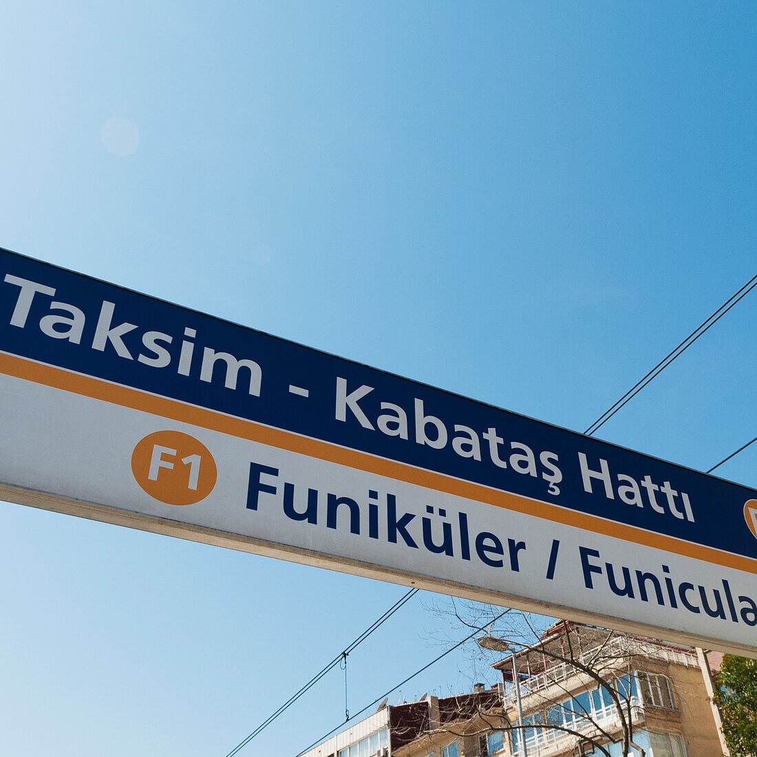 Sign For The Funicular; Istanbul Turkey
