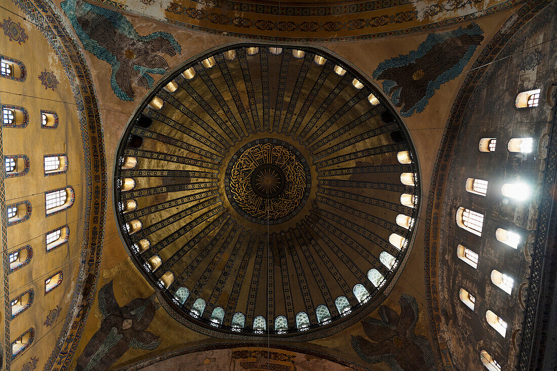 Ornate Ceiling Detail In The Hagia Sophia Museum; Istanbul Turkey