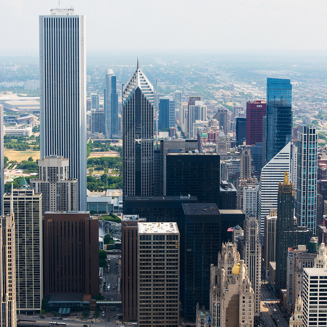 High Angle View Of Skyscrapers; Chicago Illinois United States Of America