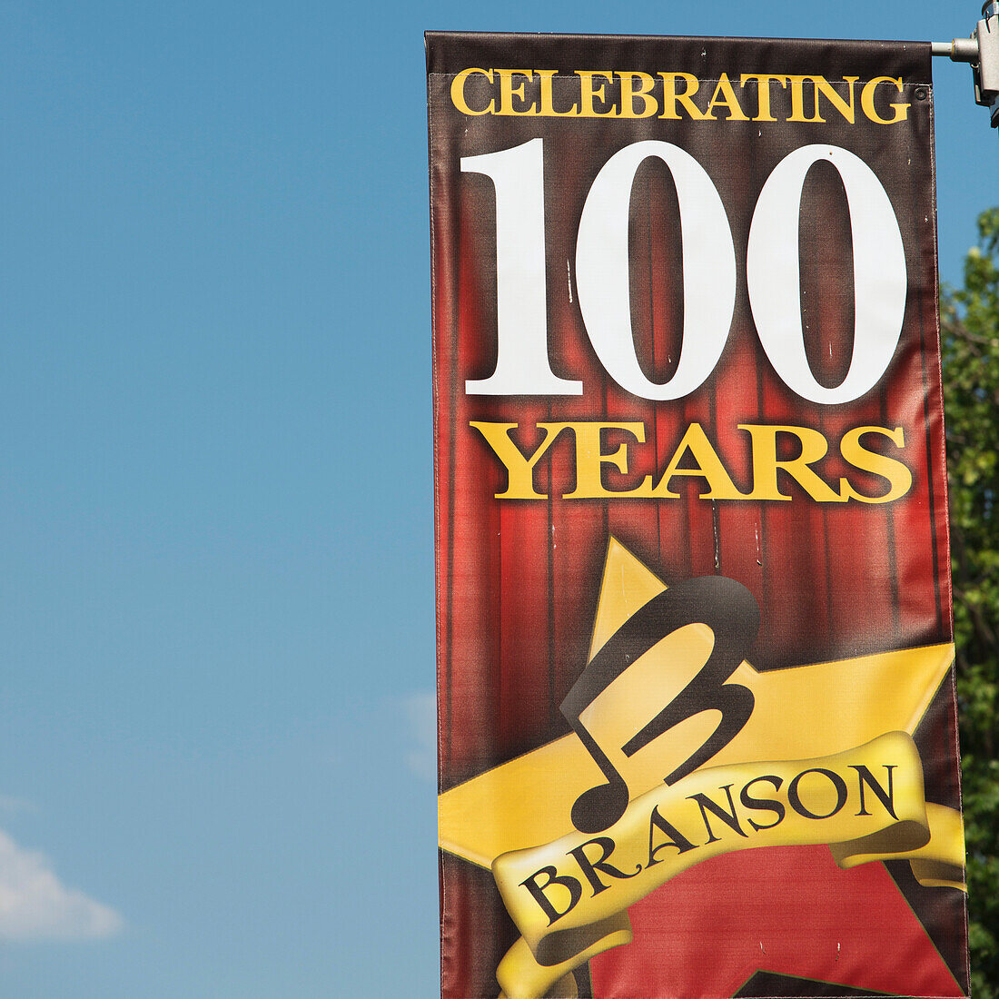 A Sign Celebrating 100 Years; Branson Missouri United States Of America