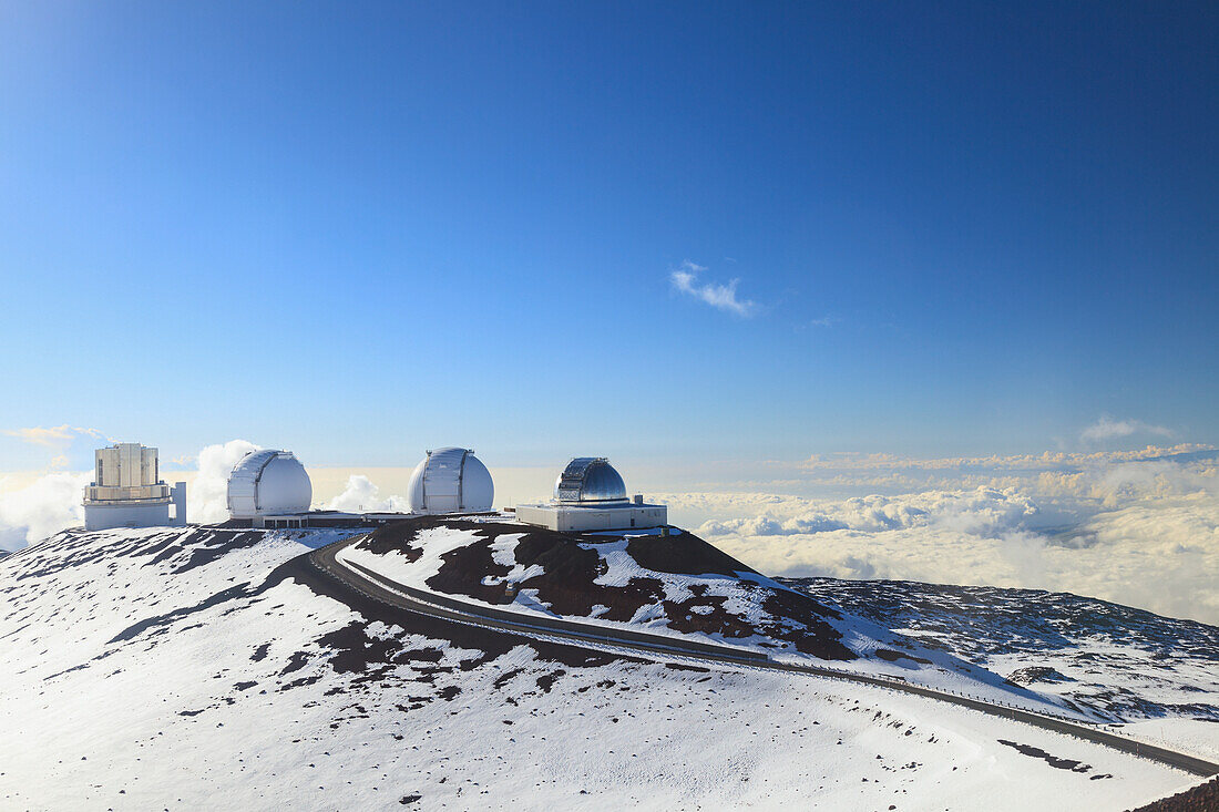 Blick von Mauna Kea Observatories Der Gipfel des Mauna Kea auf der Insel Hawaii beherbergt das größte astronomische Observatorium der Welt; Mauna Kea Hawaii Vereinigte Staaten von Amerika