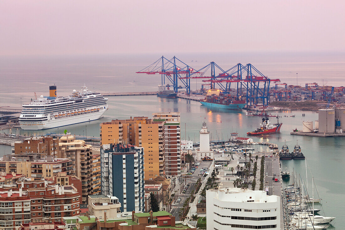 Shipping in the harbour; malaga malaga province costa del sol andalusia spain