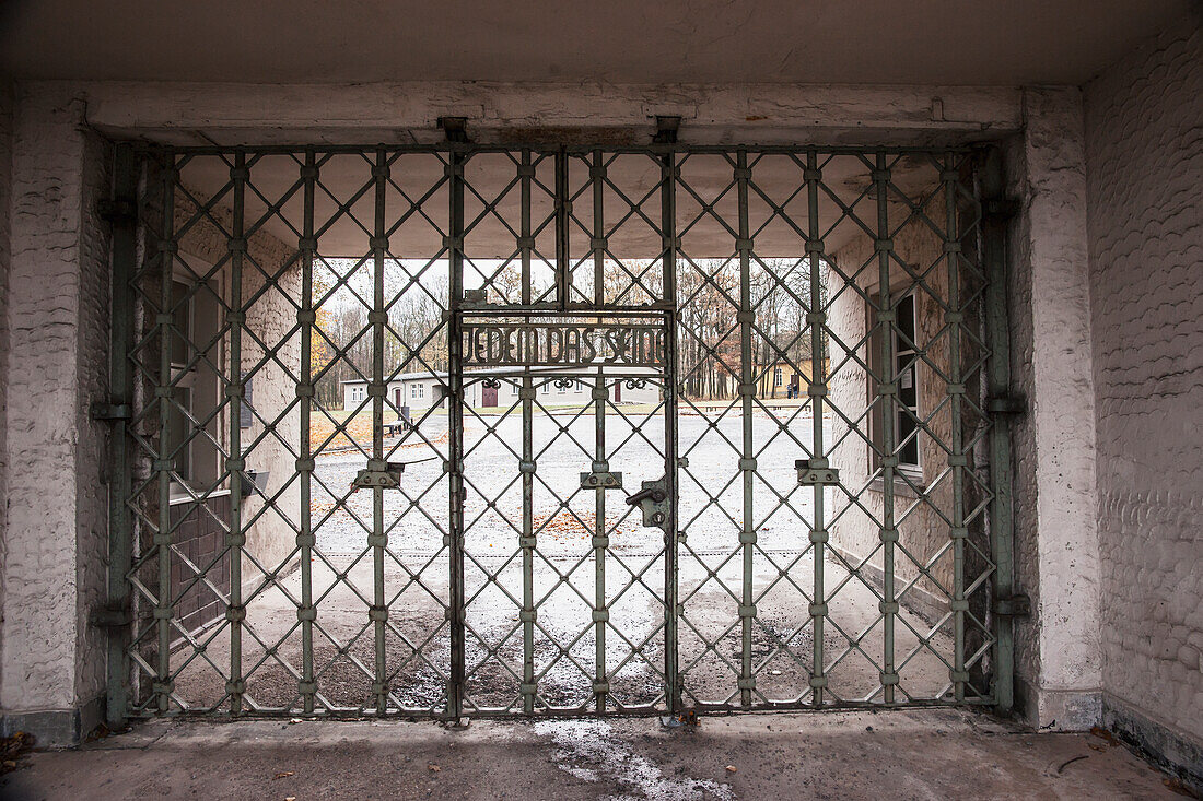 Germany, Buchenwald, Entrance gate to Buchenwald Concentration Camp