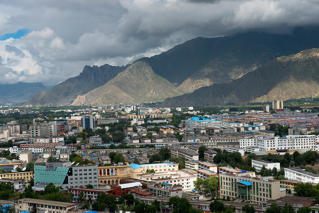 China, Xizang, Lhasa, Mountains surrounding city