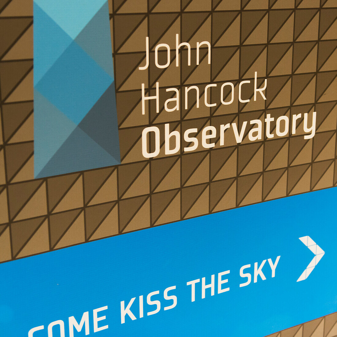 Schild für das John Hancock Observatorium; Chicago Illinois Vereinigte Staaten Von Amerika