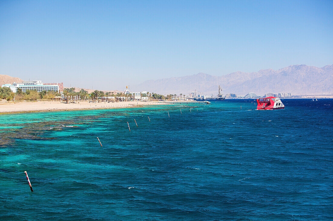 View Of The Jordan Rift Valley Along The Red Sea; Israel