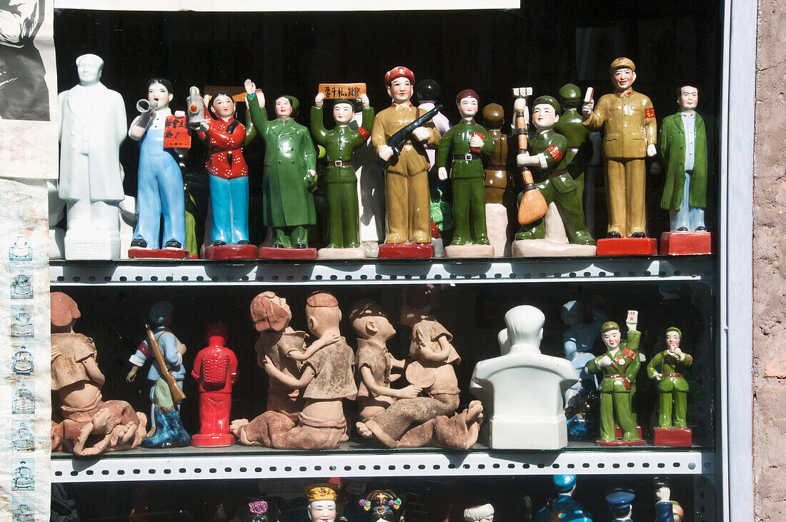 Shelves full of painted military figures; Beijing, China