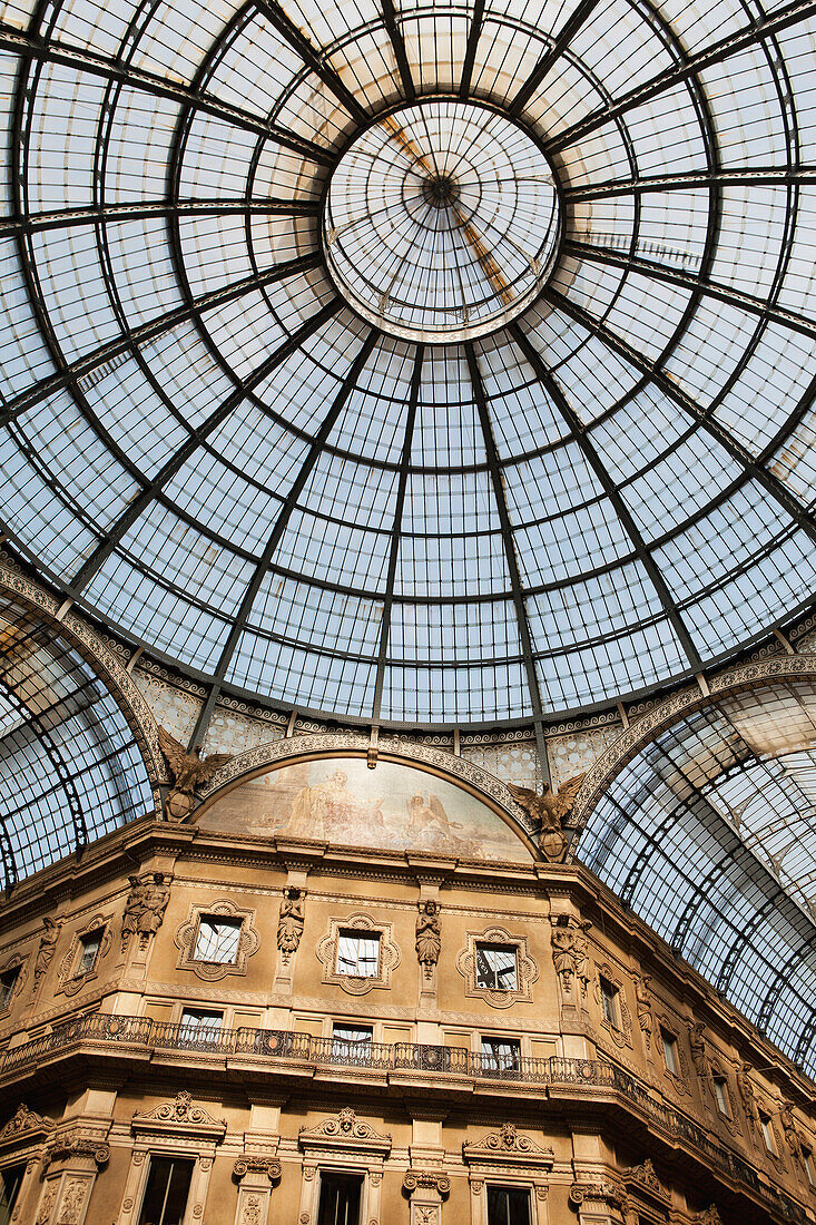 Italy, Lombardia, Milano, Glass ceiling of dome