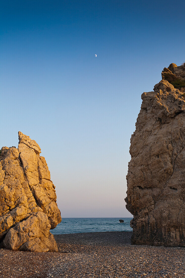 Cyprus, Aphrodite Bay, Large rock formations on coastline