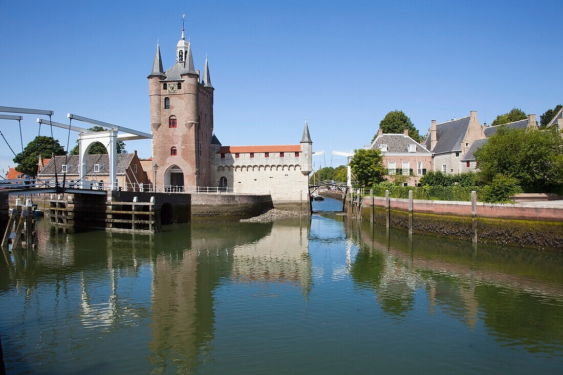 Netherlands, Zealand, Buildings along a harbor; Zierikzee