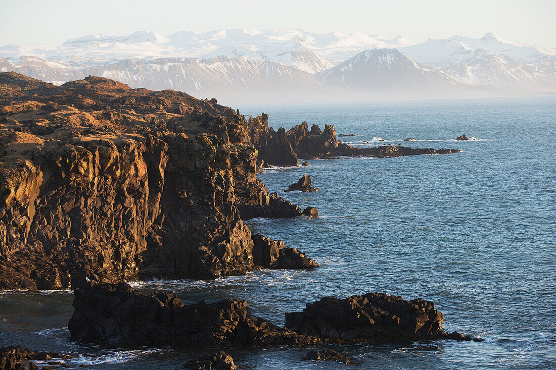 The Rugged Coastline Of The Southern Snaefellness Peninsula; Arnarstapi, Iceland