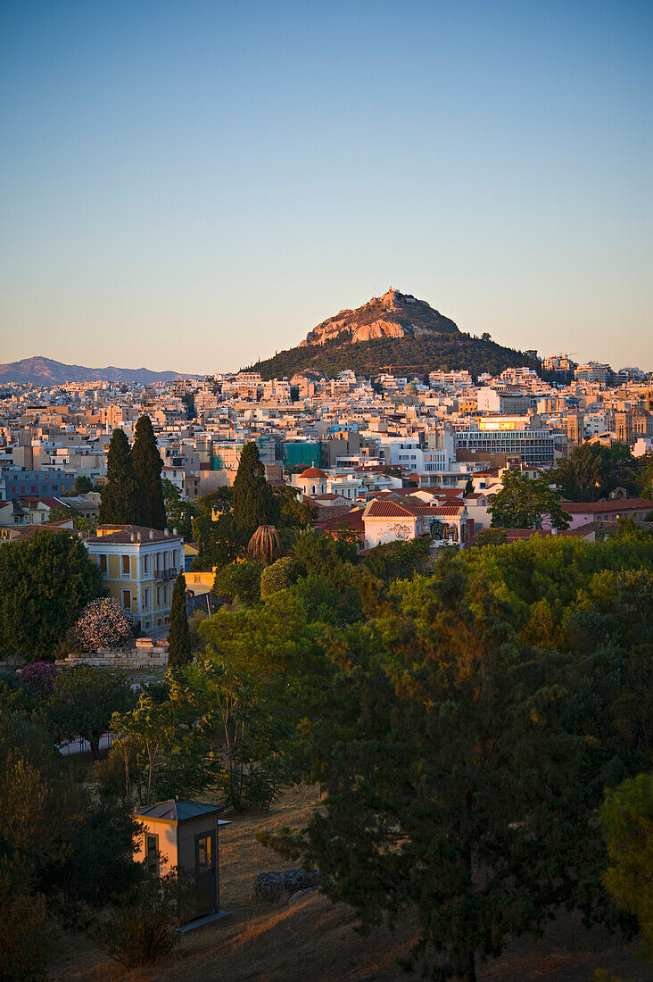 View Of Athens From Acropolis At Sunset; Athens, Greece